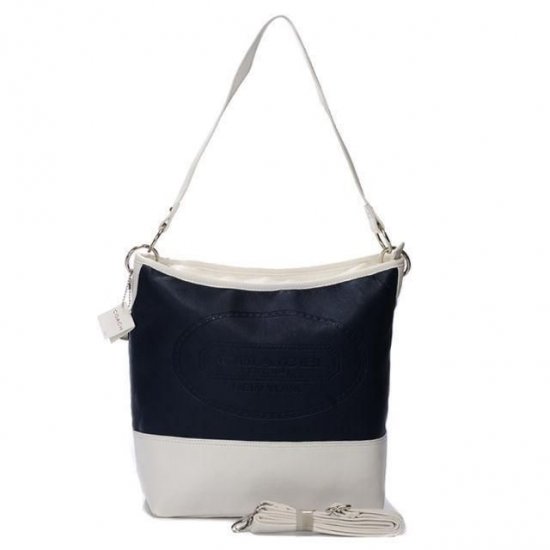 Coach Hamptons Weekend Perforated Medium Navy White Totes AGC - Click Image to Close